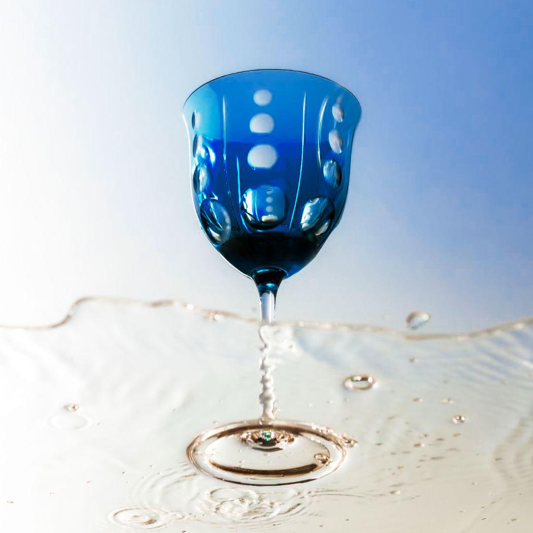 Conjunto 2 Taas Cristal para Vinho Tinto Azul Escuro 370ml Strauss